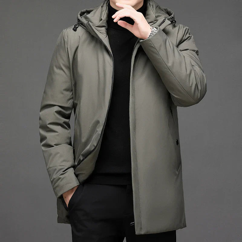 Hooded parka with drawstring waist regular fit men