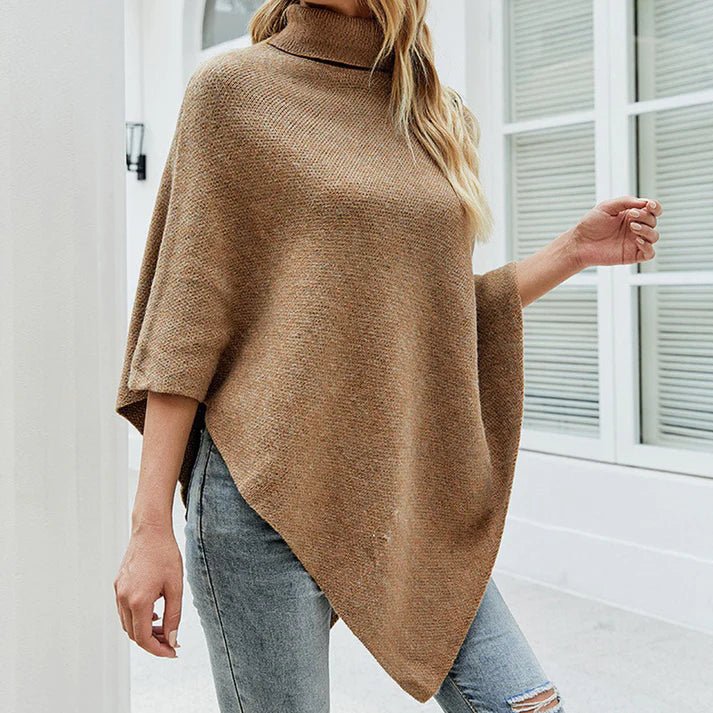 Poncho en Maille à Épaules Boutonnées pour Femme