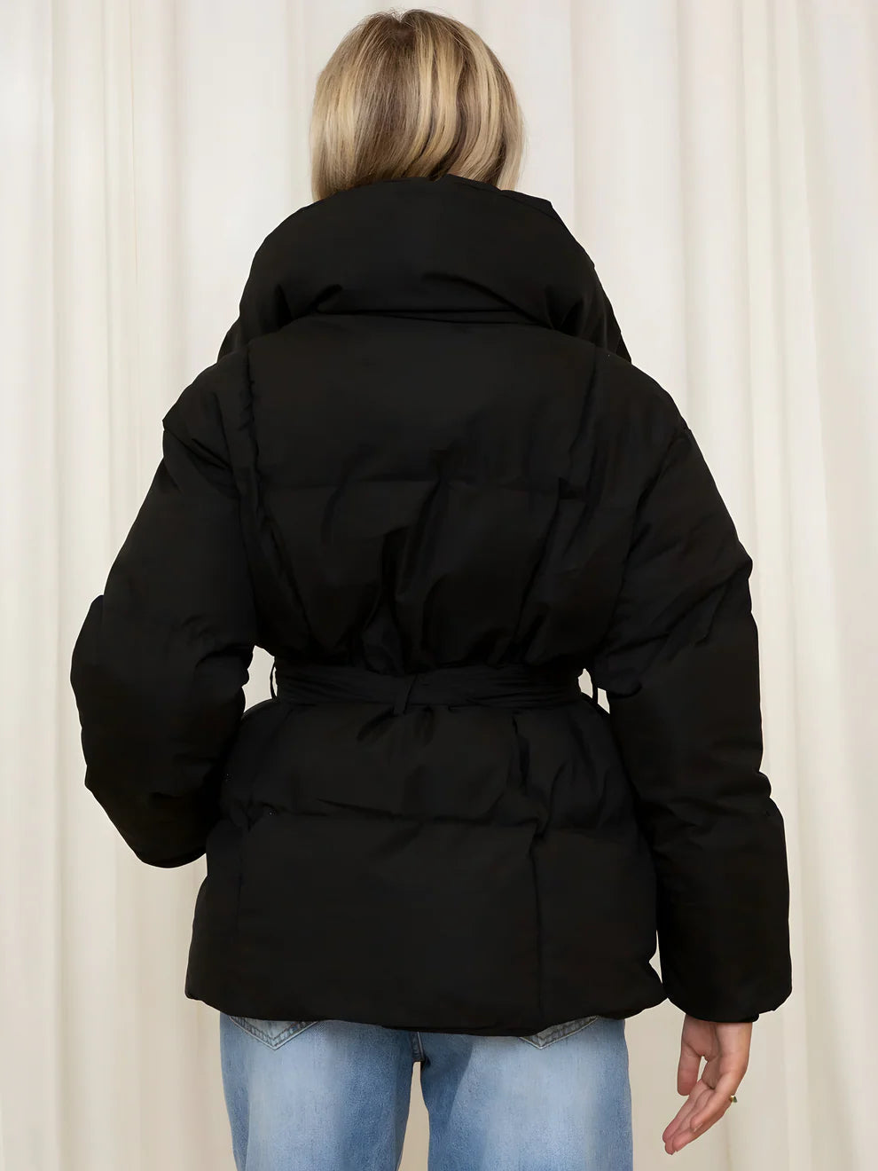 Puffer coat with ribbed cuffs modern fit women