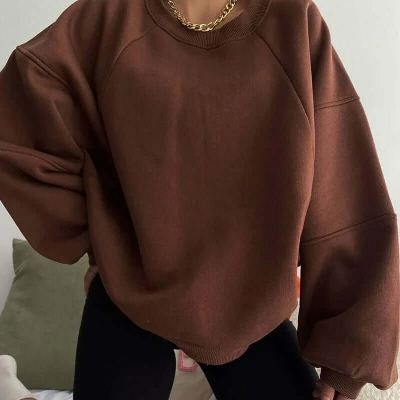 Sweatshirt à Col Rond Oversize Femme