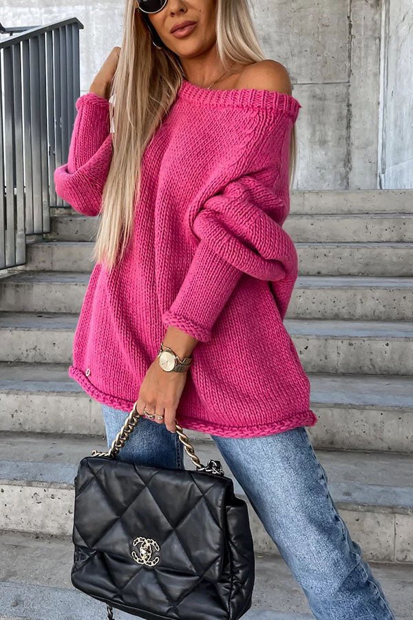 Pull en Maille à Épaules Dénudées pour Femme