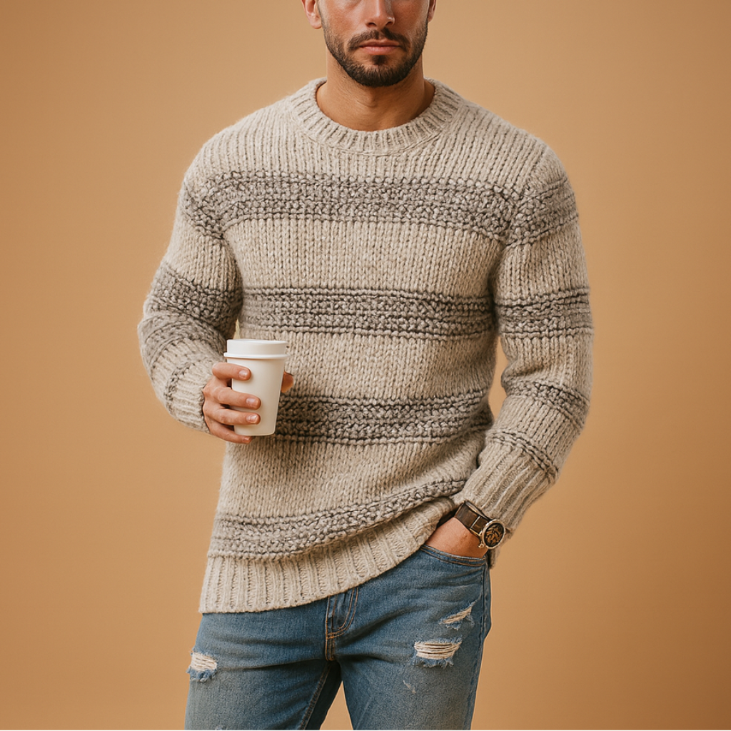 Knitted wool jumper featuring crew neckline and regular fit