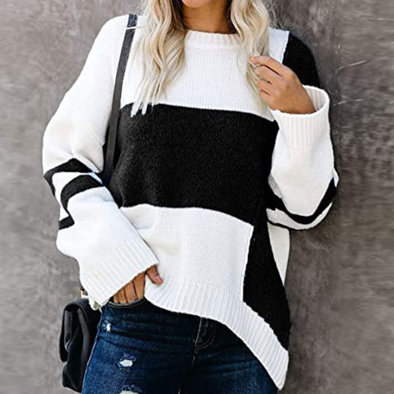 Pull en Maille à Blocs de Couleurs Femme