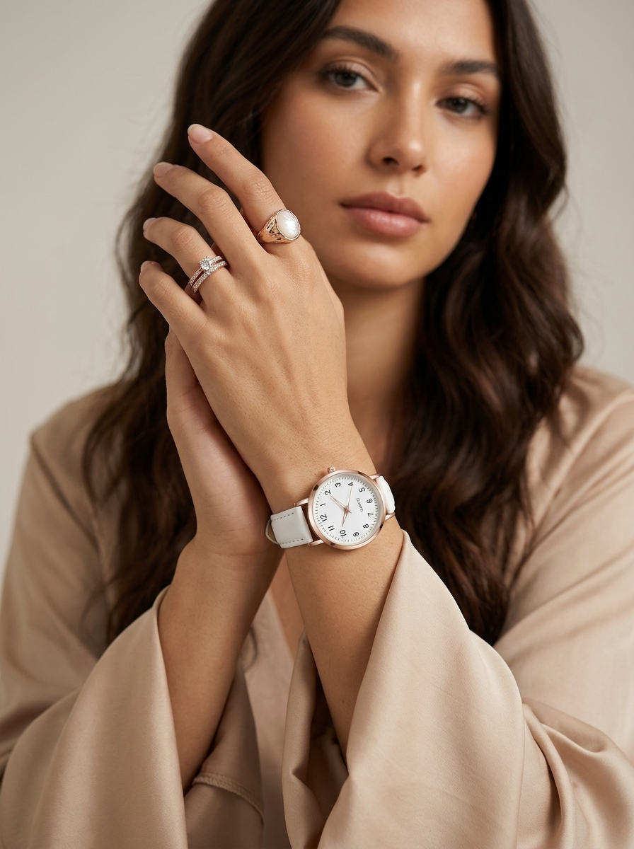 Women's quartz watch displaying the analogue dial