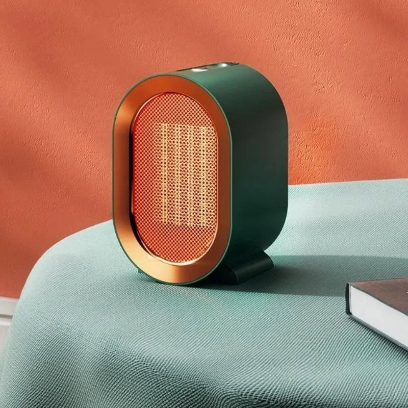 Tabletop electric heater with streamlined profile for personal warming