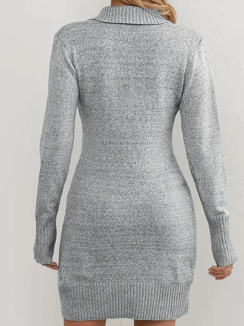 ribbed fabric dress with fitted waist and button embellishment