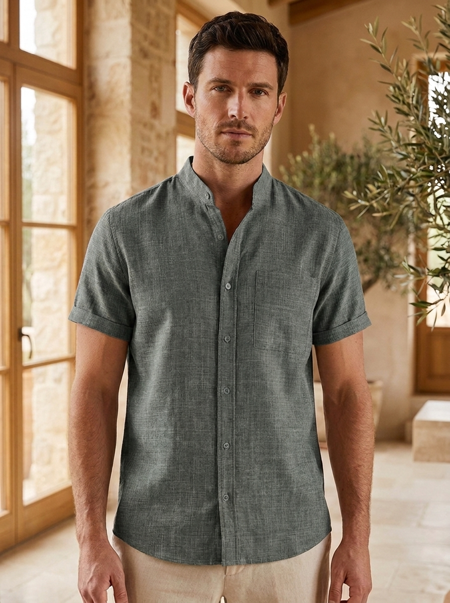 Casual shirt with a mandarin collar design