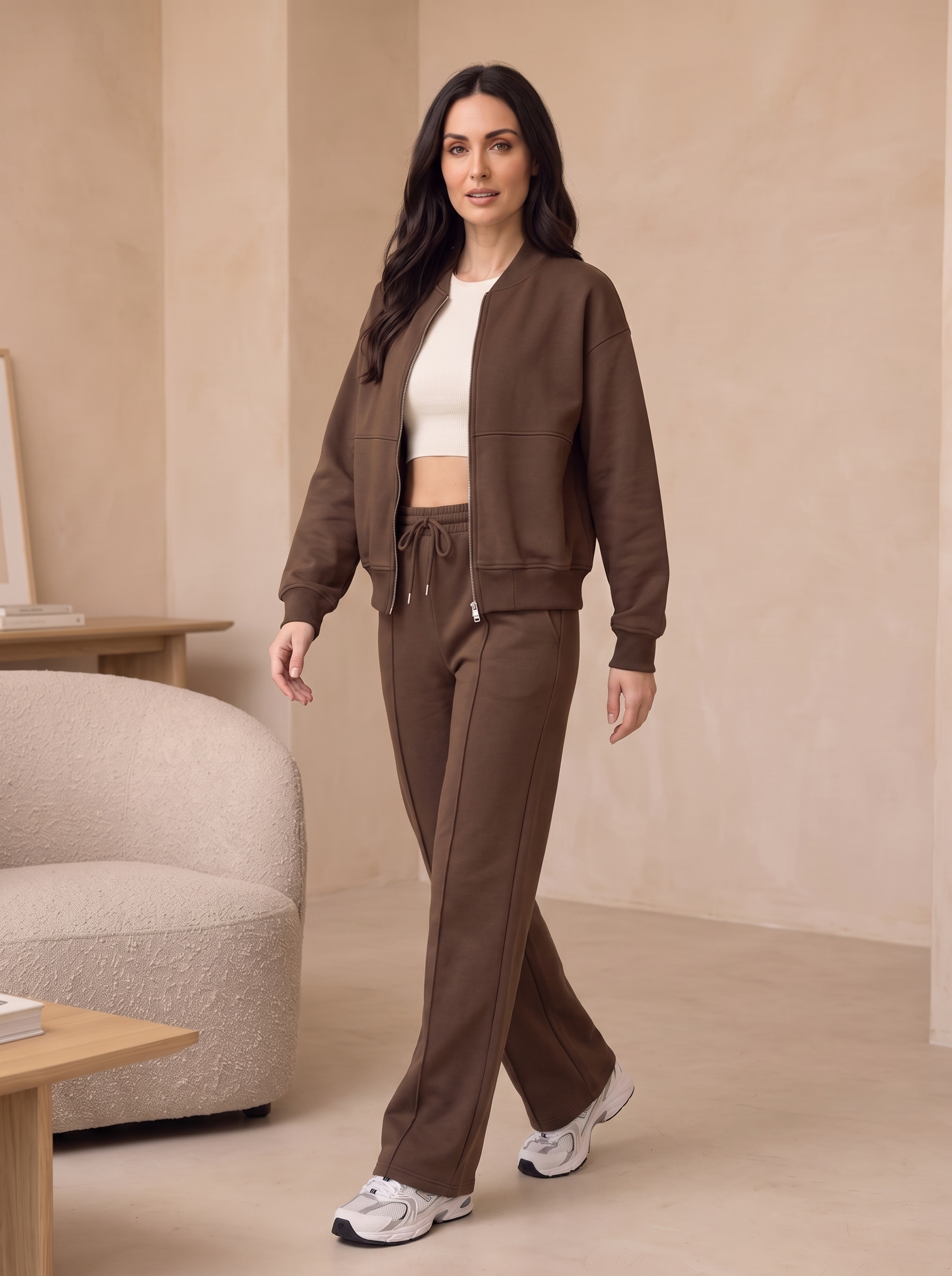 Women's fleece zip-up lounge set