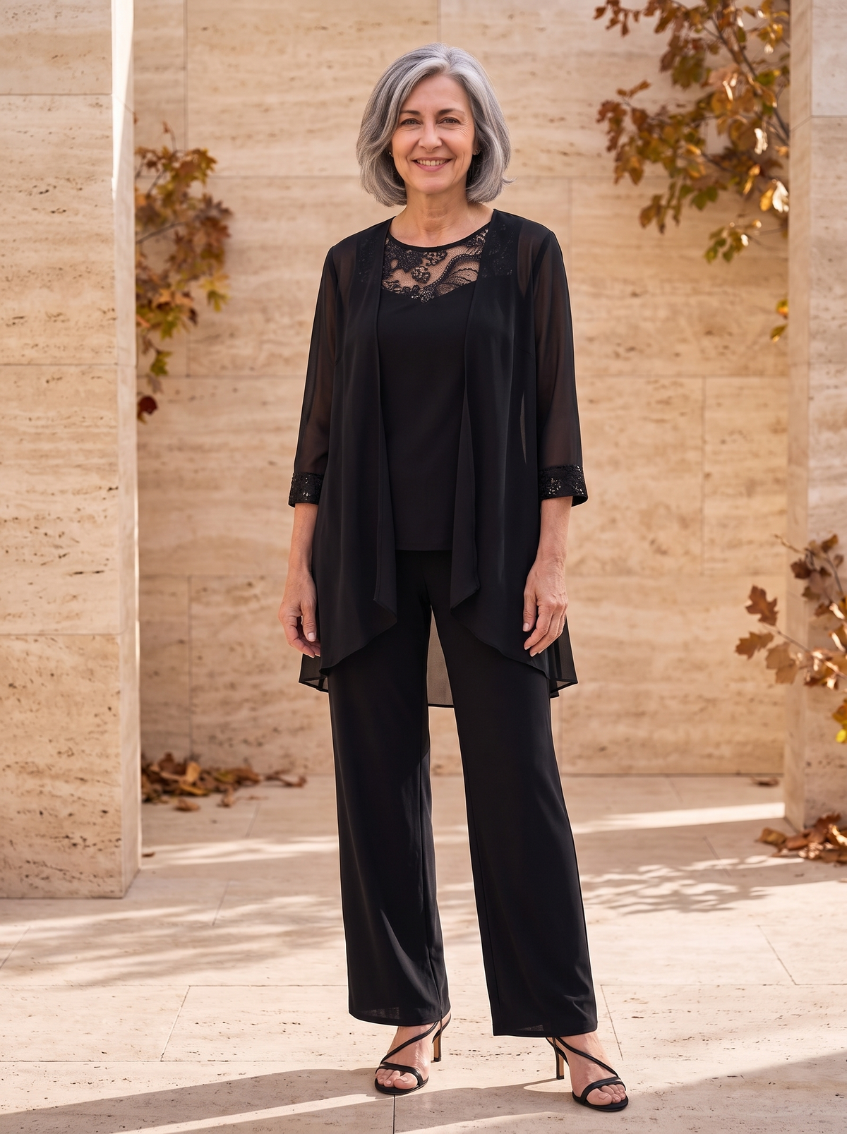 Women's three piece woven trouser set