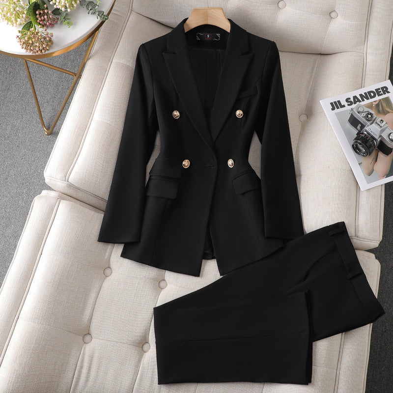 Professional blazer and trousers set structured tailoring