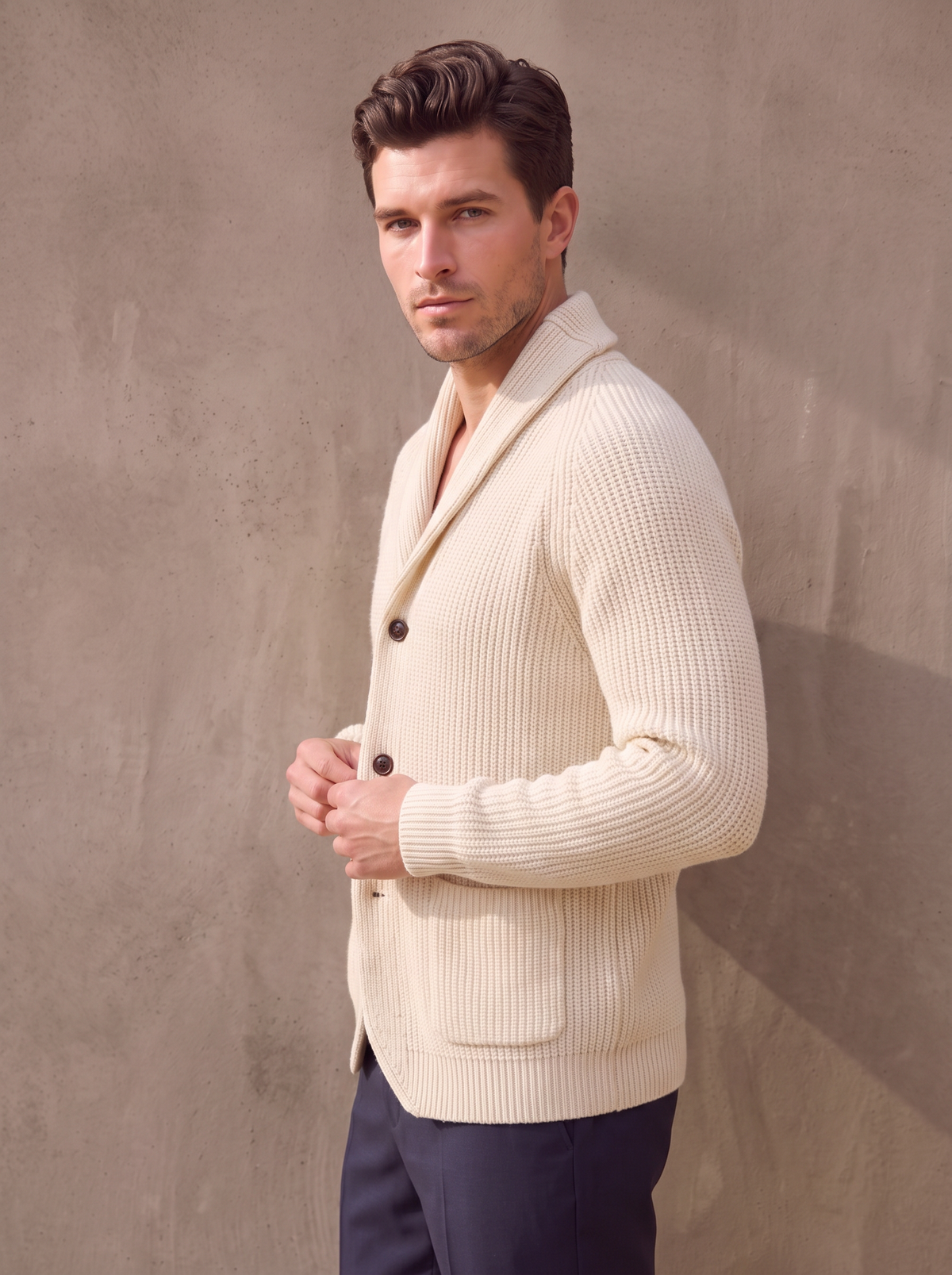 Wool cardigan for men