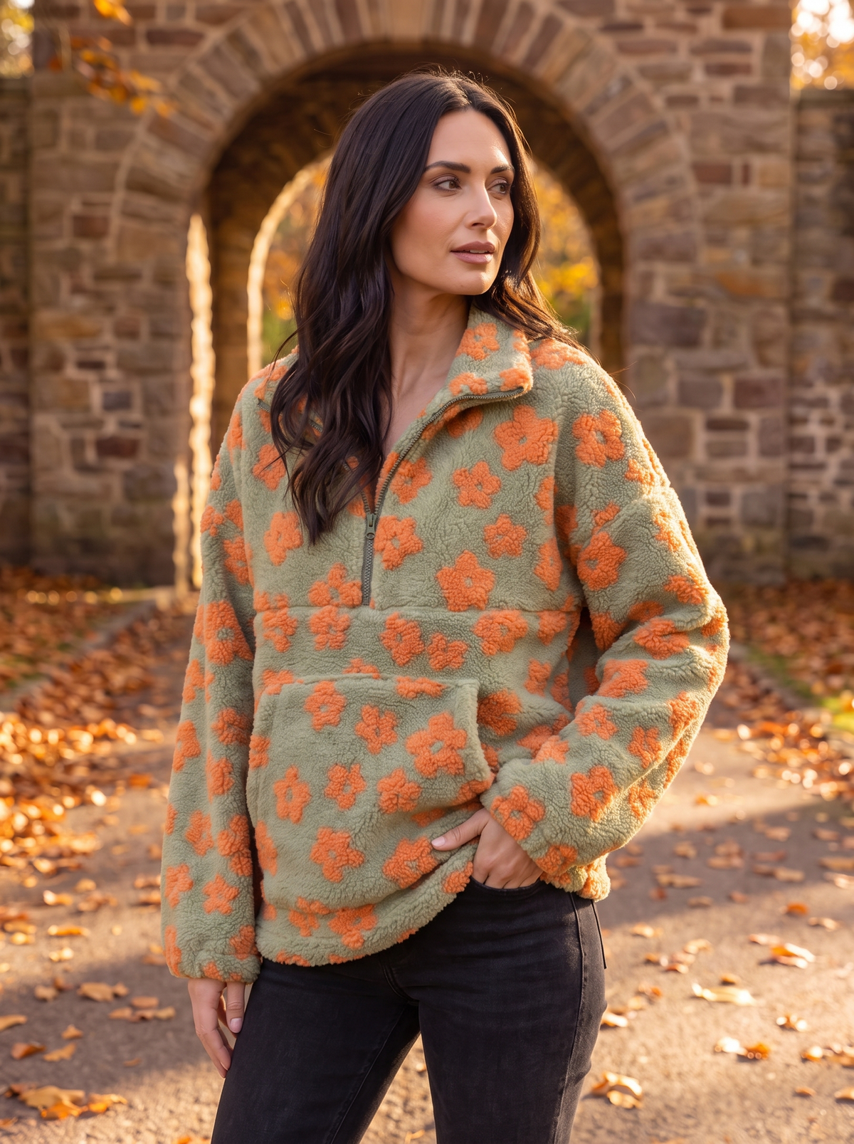 Women's floral patterned fleece jumper