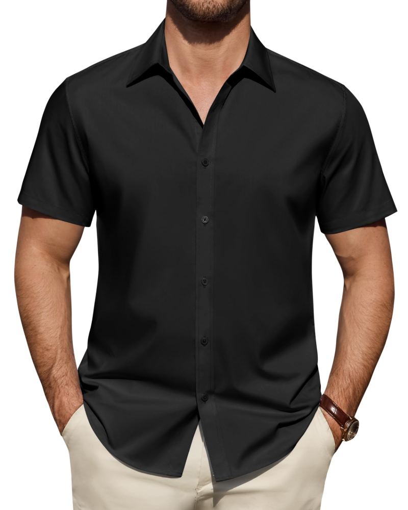 Short sleeve business shirt with a structured regular fit