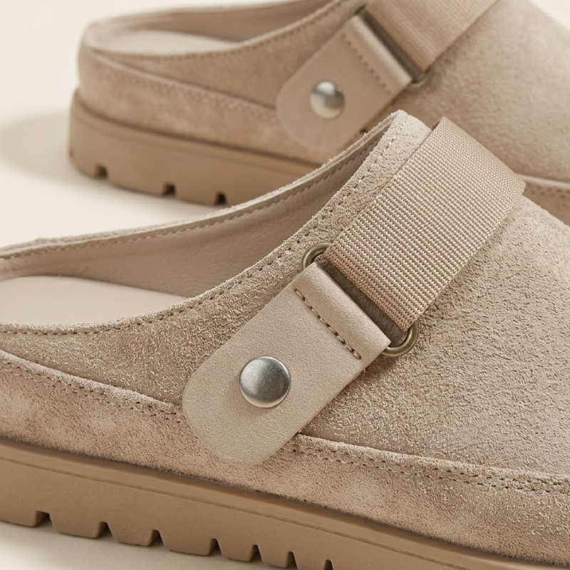 Adjustable strap detail on women's clogs