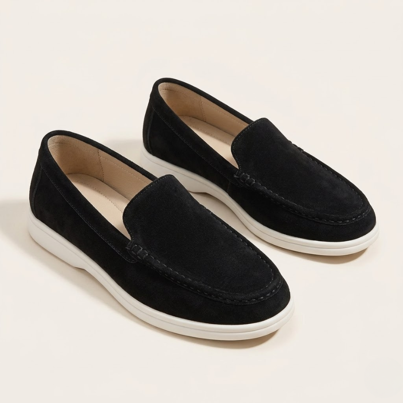 Men's suede slip on shoes showcasing the side profile