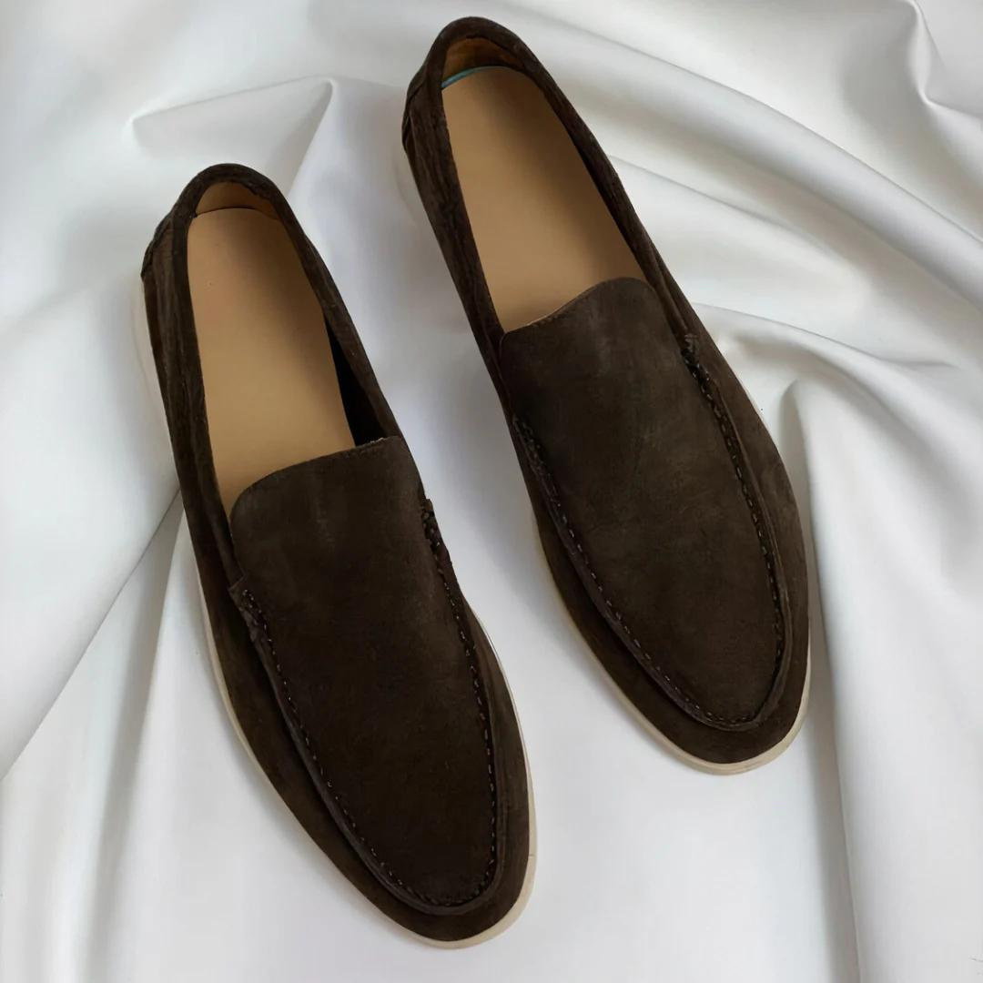 Suede loafers with slip-on design in casual fit for men
