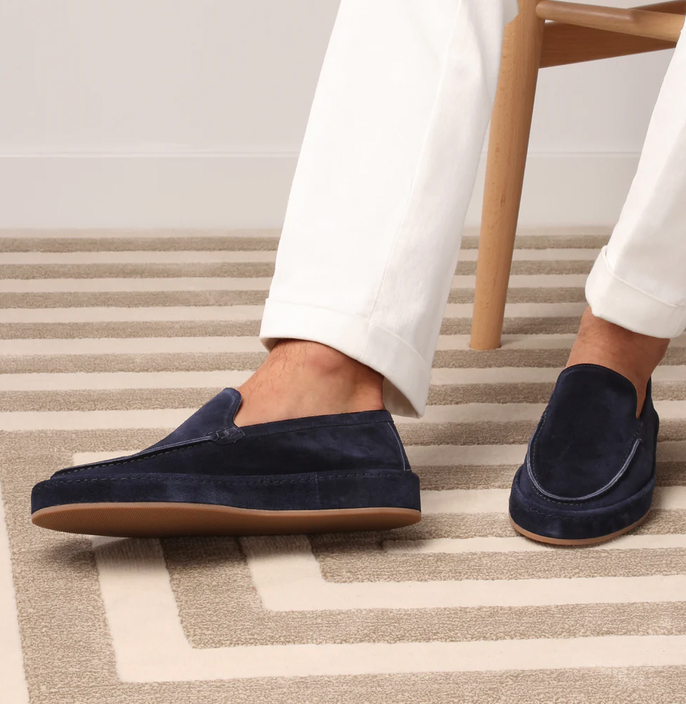 Suede loafer with low profile standard fit men