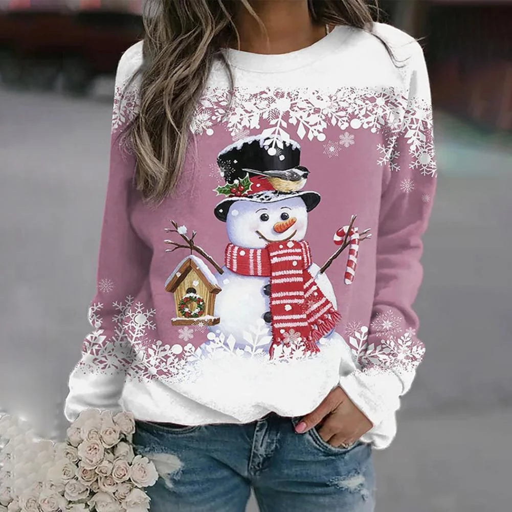 Sweat de Noël à Motif Bonhomme de Neige pour Femme