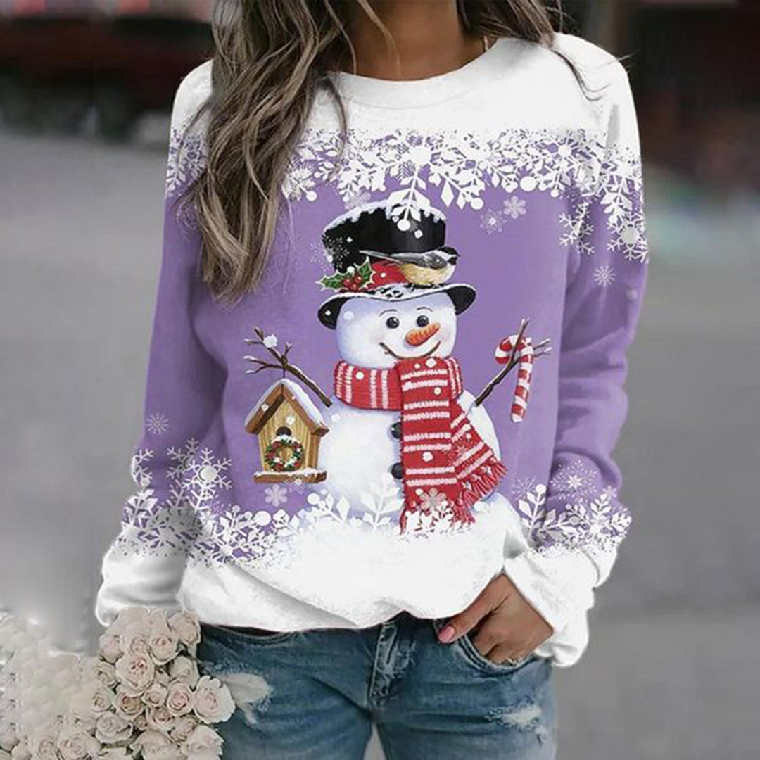 Sweat de Noël à Motif Bonhomme de Neige pour Femme