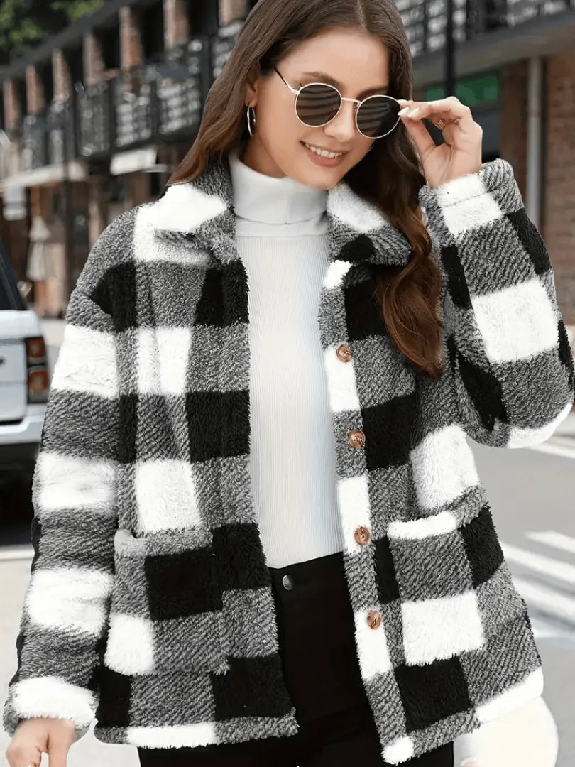 Veste en Polaire à Carreaux Femme
