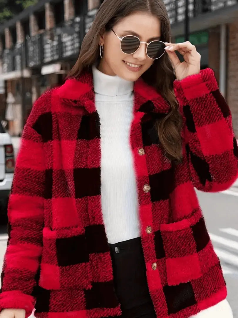 Veste en Polaire à Carreaux Femme
