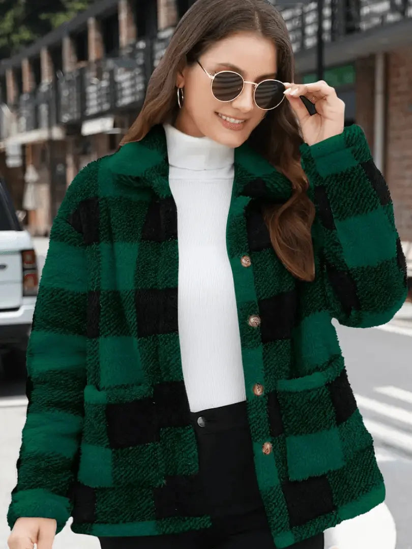 Veste en Polaire à Carreaux Femme