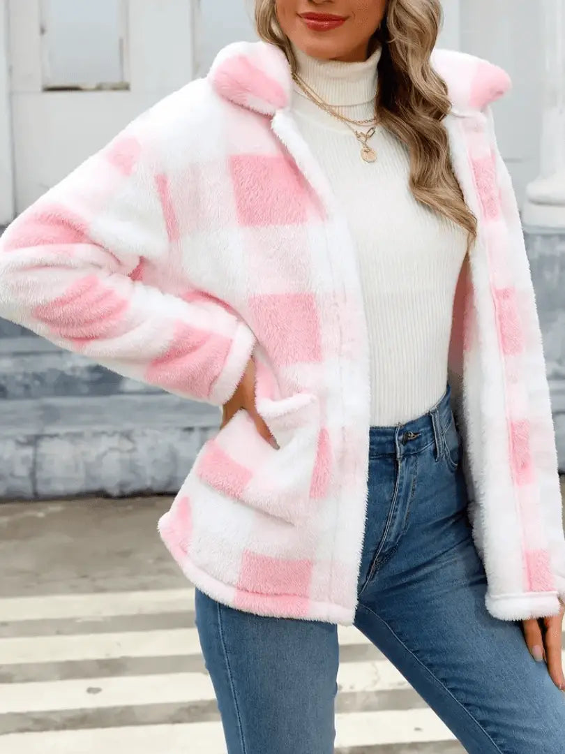 Veste en Polaire à Carreaux Femme