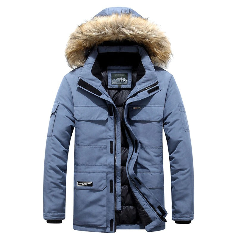 Winter jacket side profile showing pocket detail regular fit men