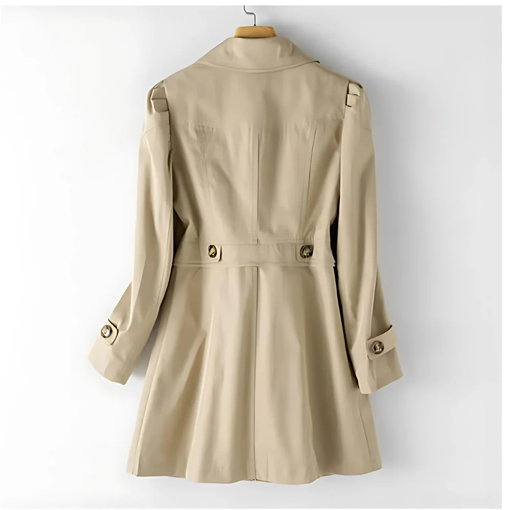 Manteau Long Structuré à Boutons Coupe Slim Femme