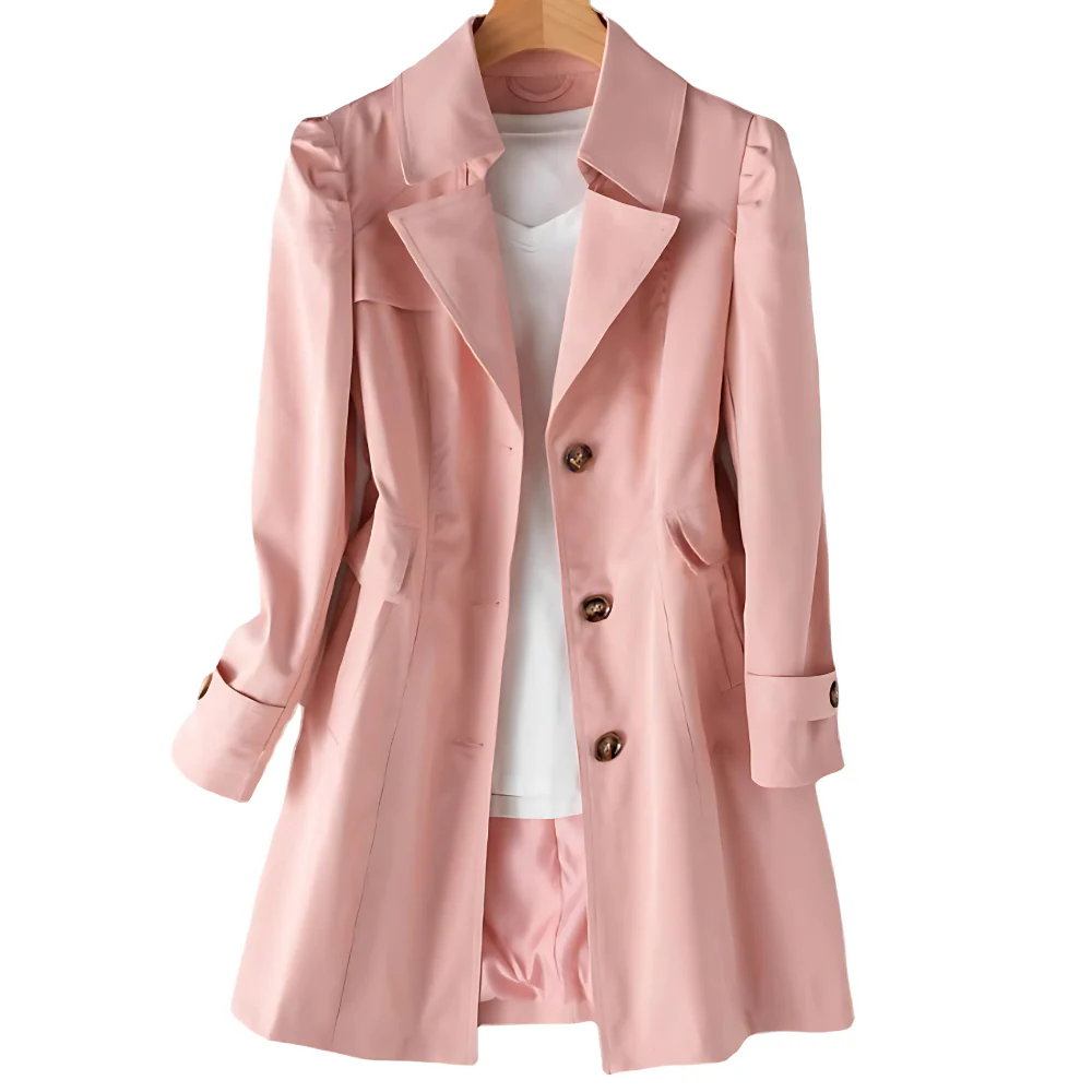 Manteau Long Structuré à Boutons Coupe Slim Femme