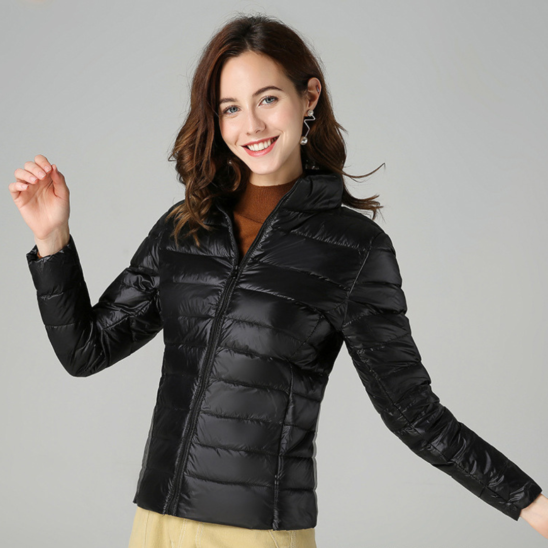 Puffer jacket with elasticated hem slim fit for women