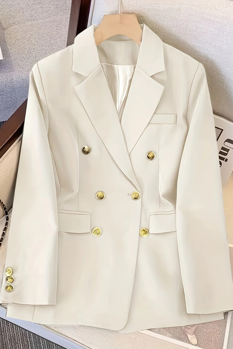 formal blazer with welt pockets shown from front angle
