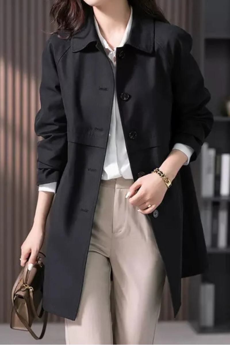 Trench coat with tie belt classic tailored cut women