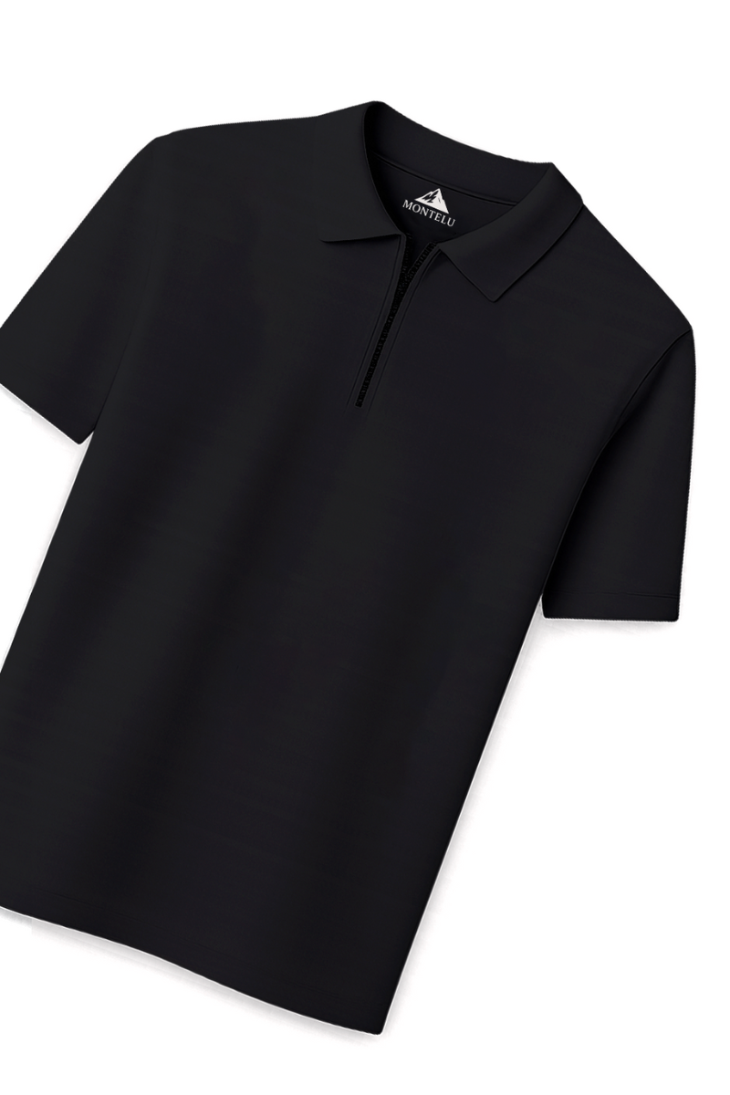 Polo Zippé Coupe Slim Coal Homme