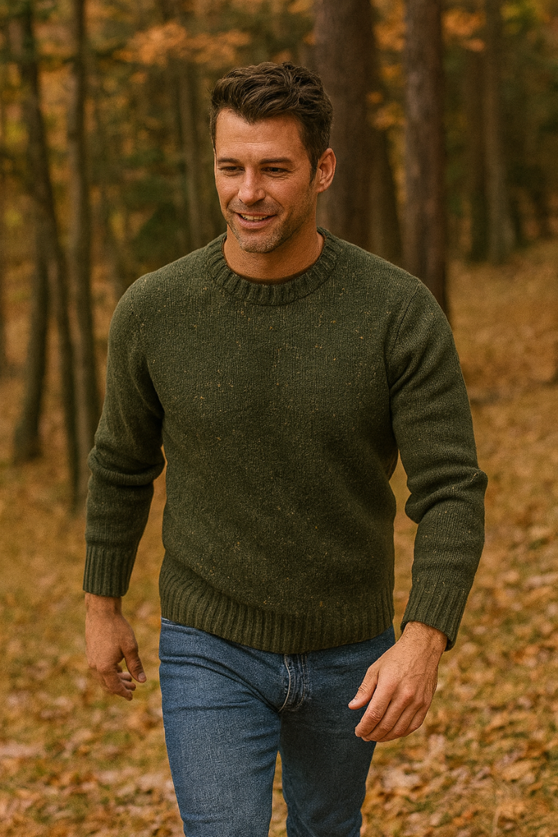 Ribbed knit pullover jumper in wool blend fabric for autumn winter wear