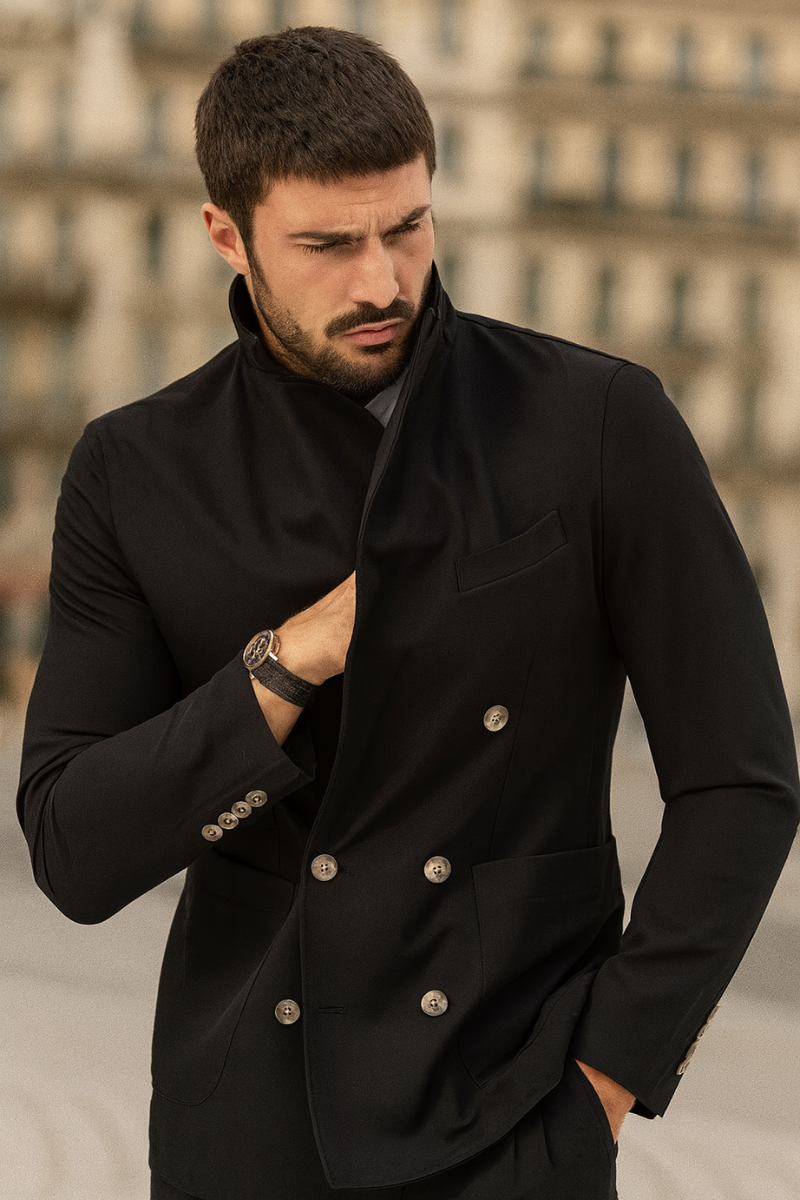 Blazer Double Boutonnage Noir Homme