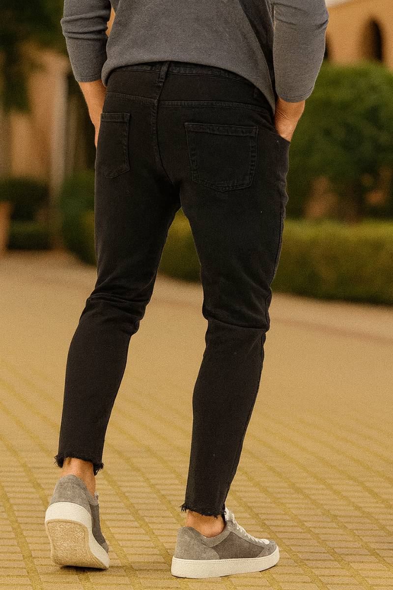 Jean Slim Beige Ripped Homme