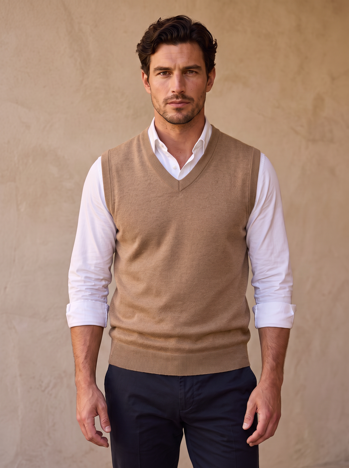 Cotton V-neck sweater for men