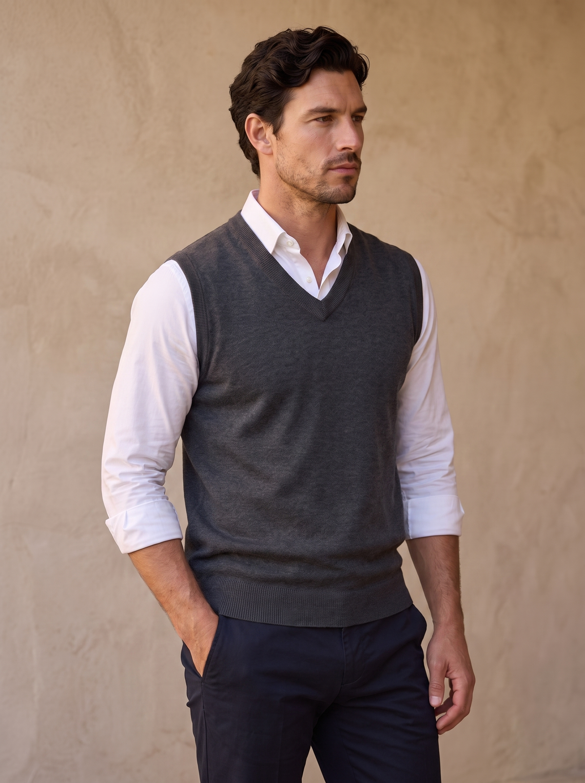 Cotton knit V-neck top