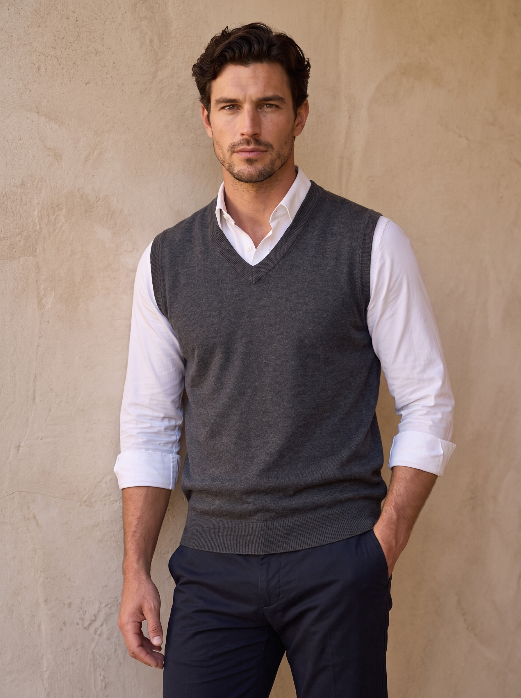 Men's Cotton V-Neck Top
