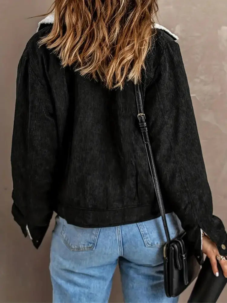 Veste en Velours Côtelé Doublée Sherpa Femme