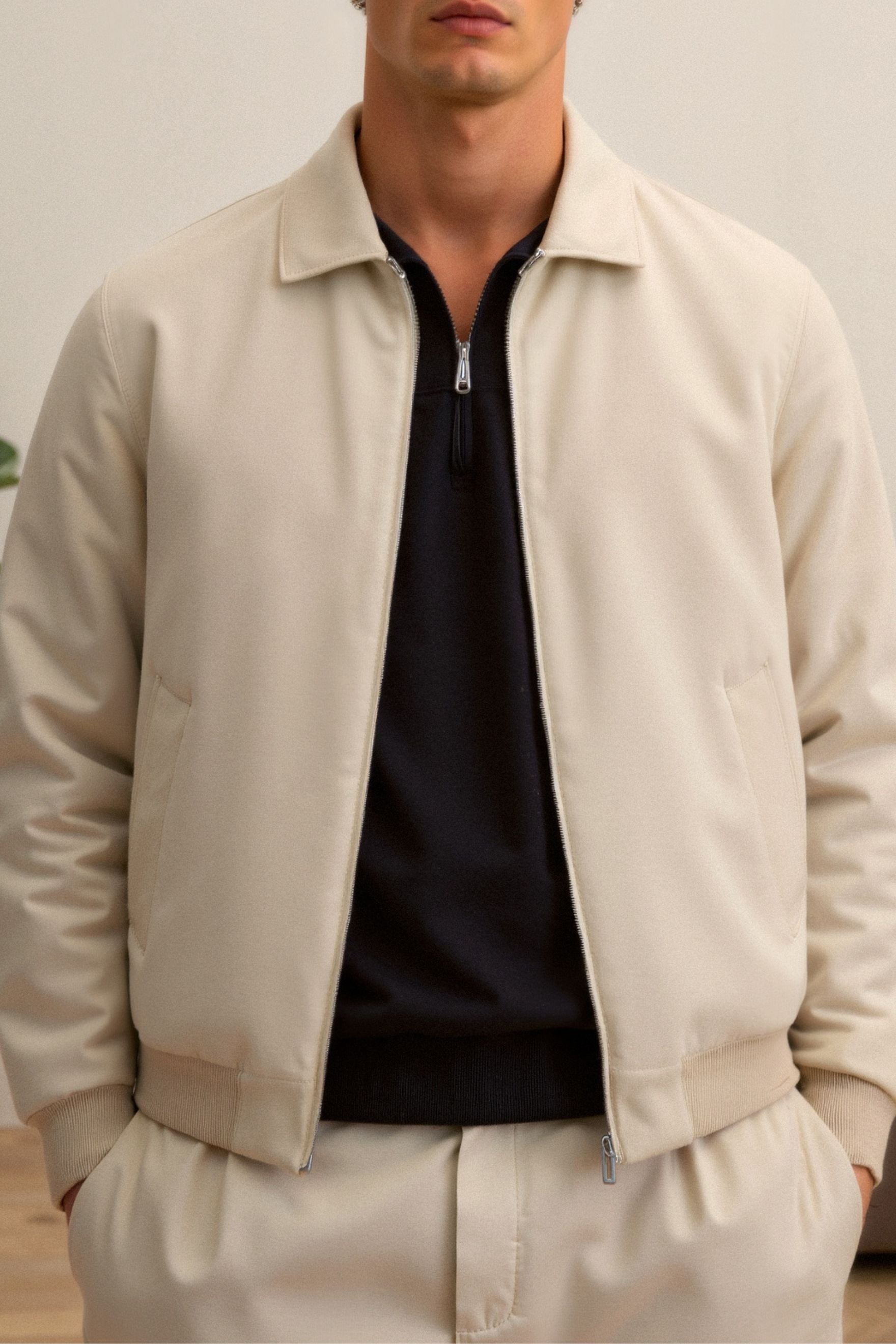 Woven bomber jacket zip fastening regular fit men