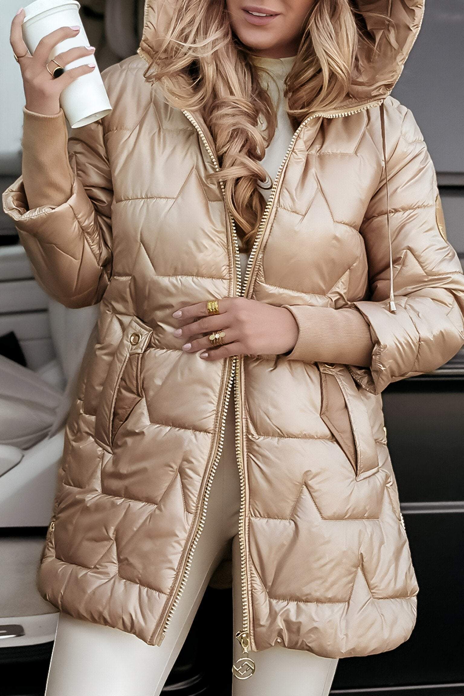 Manteau Réversible à Capuche Coupe Slim Homme