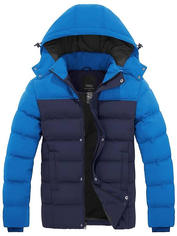 hooded puffer jacket three quarter angle view