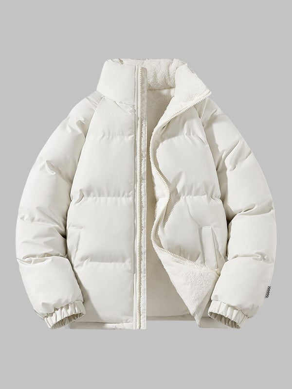 padded winter jacket with full zip fastening displayed from back