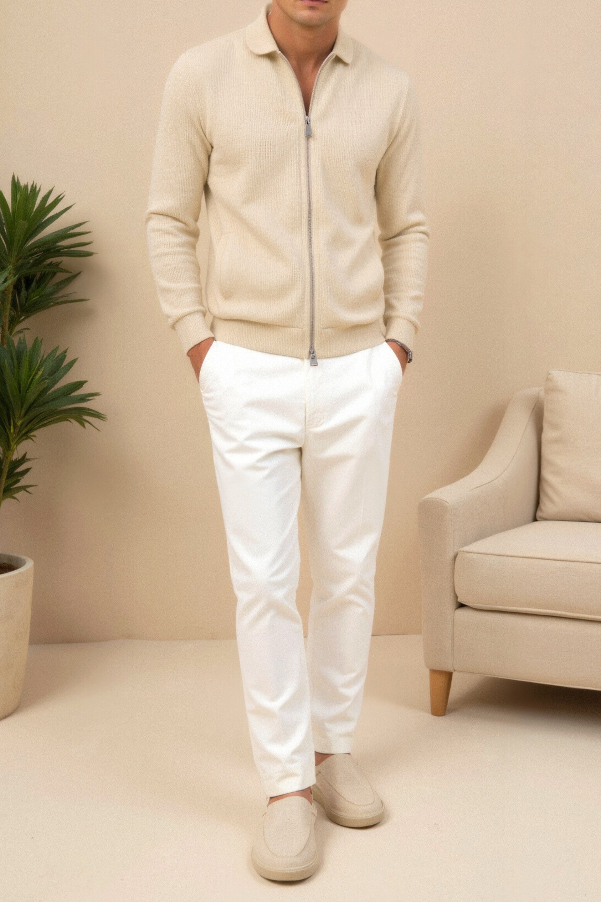 Veste Zippée en Maille Homme