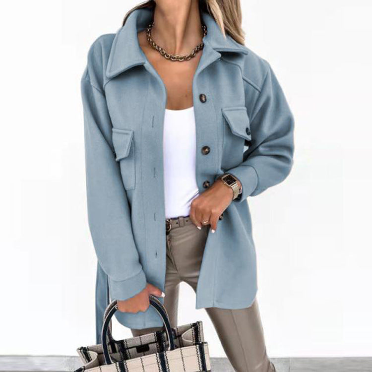 Veste Longue à Boutons Structurés pour femmes