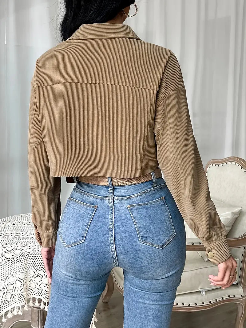 Veste Courte en Velours Côtelé Femme