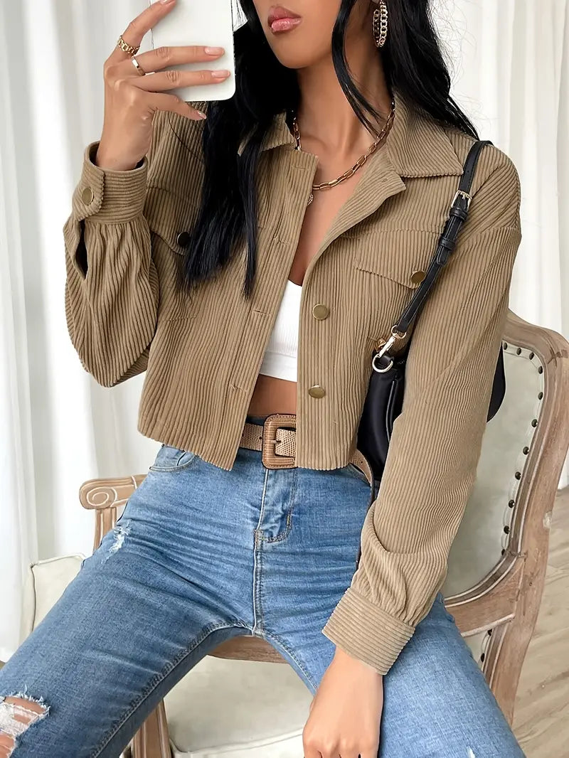 Veste Courte en Velours Côtelé Femme