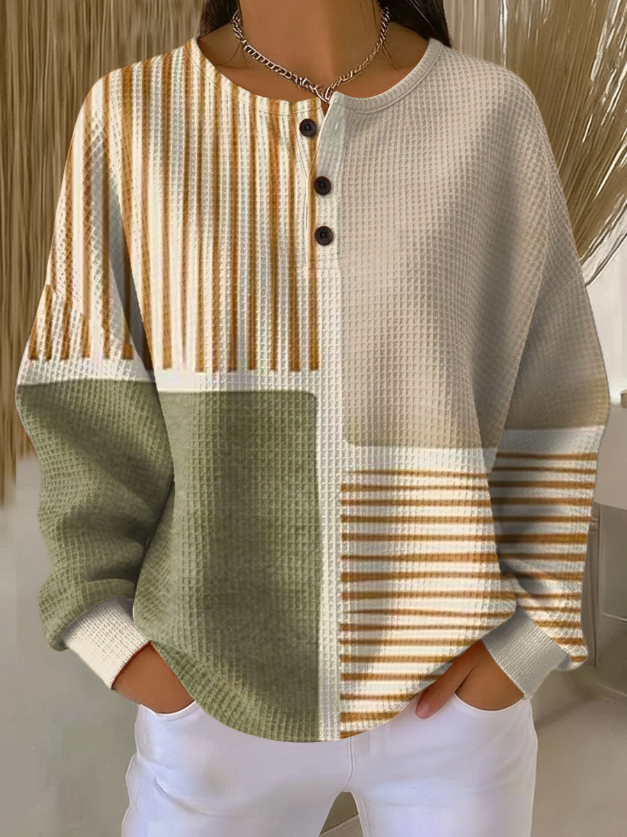 Waffle knit jumper with relaxed fit for women